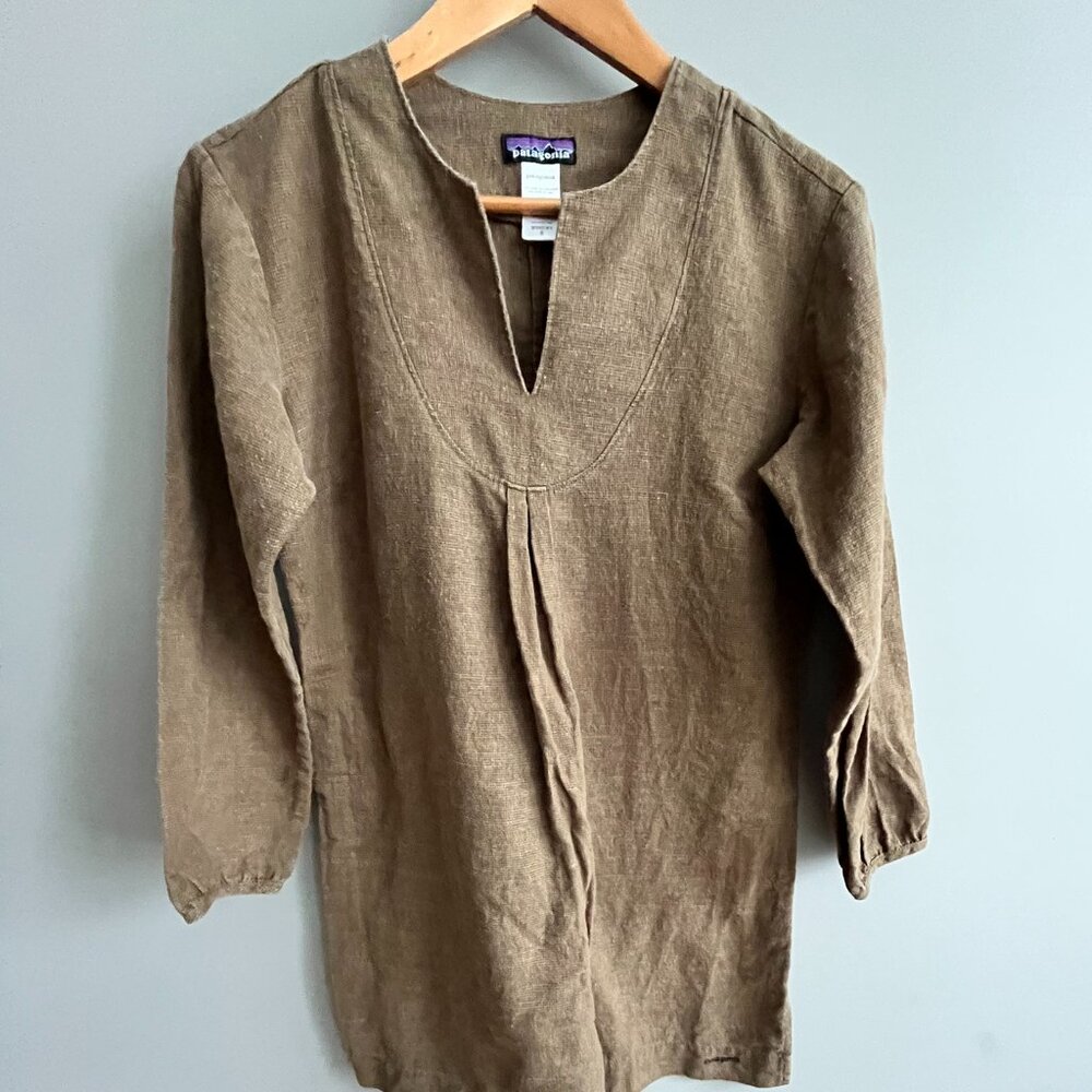 Patagonia Women’s Hemp Blend Tunic Top Brown Long Sleeve Size 6